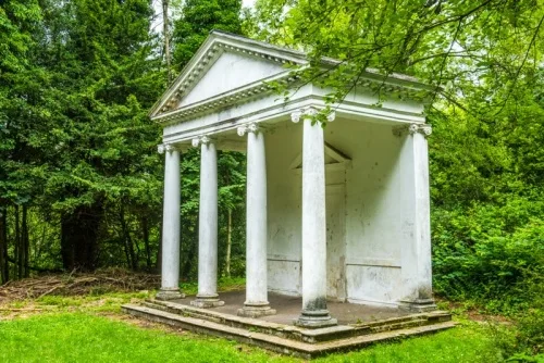 The Grecian summerhouse in Tring Park woodland garden