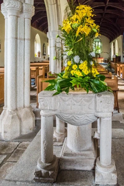The medieval font in Norman style