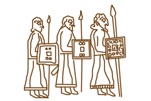 Warriors depicted on a Pictish symbol stone found at the Brough of Birsay