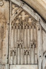 Ornate tracery panel on the south door