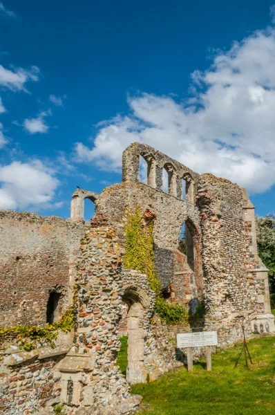 The ruined east end of the church