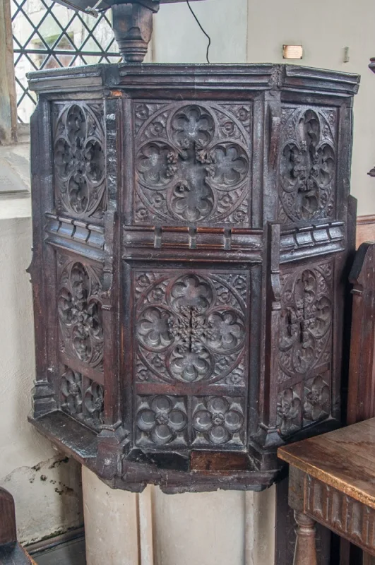The richly carved 15th century pulpit