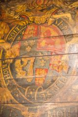 Warkworth, St Lawrence Church, James II royal coat of arms, 1685