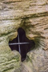 A quatrefoil chapel window