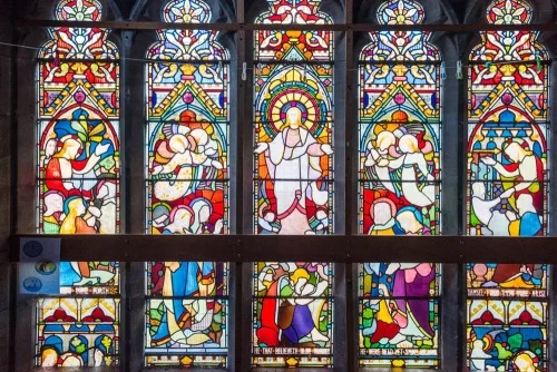 Stained glass, east window