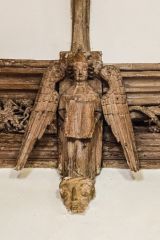 A beautifully carved wooden angel
