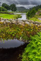 Storm clouds over the packhorse bridge at Watendlath