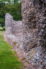 Flint rubble walls of the tower