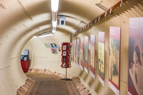 Entering the underground tunnel to the baths