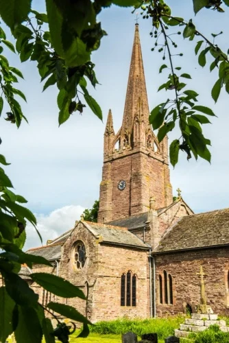 The striking tower and spire