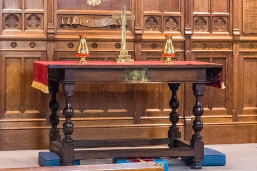 The communion table from St Andrew's Church