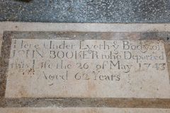 John Booker memorial, 1743