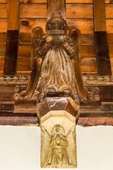 Carved stone corbel and angel figure, chancel roof