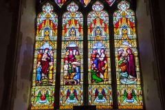 The richly coloured 19th century east window