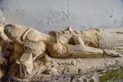 Badly worn medieval effigy of a knight