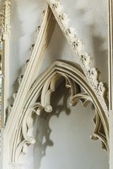 A beautifully carved tomb recess, north aisle