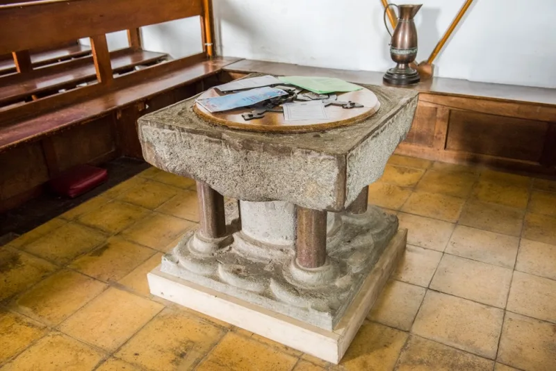 The restored 12th century font
