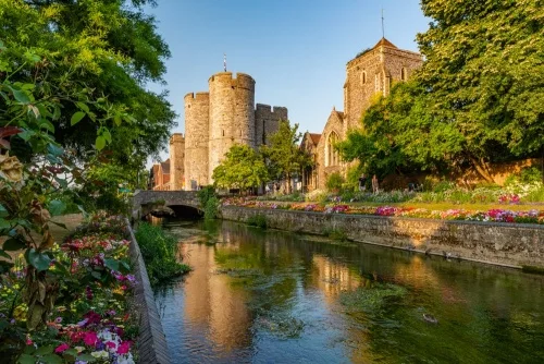 West Gate Tower from the River Stour