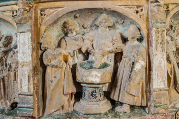Baptism scene from the Seven Sacrament font