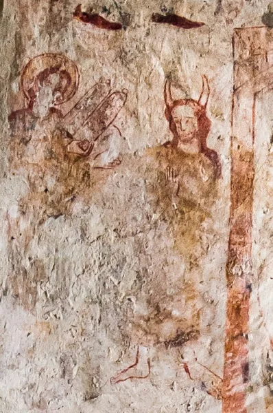 Wall painting of a horned Moses