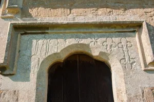Priest's door and medieval carving
