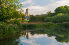 The mill pond and church tower
