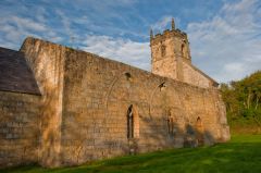 The ruined medieval church