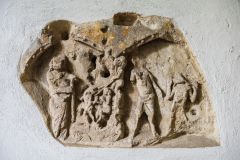 Wherwell, St Peter & Holy Cross Church, An ancient carving set into the wall