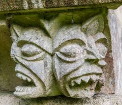 Wherwell, St Peter & Holy Cross Church, Medieval grotesque carving on the mausoleum