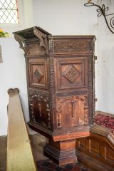 The beautifully carved 17th century pulpit