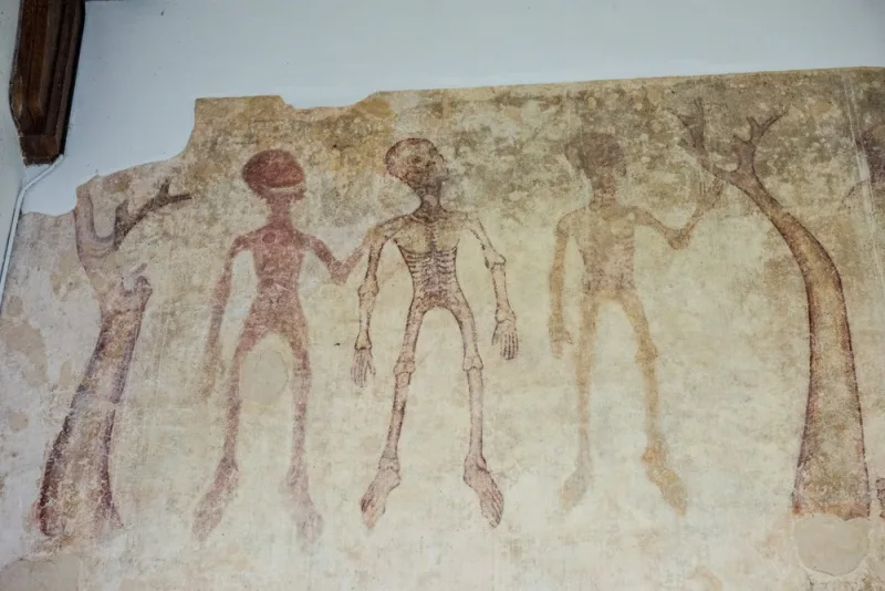 The Three Living and The Three Dead wall painting