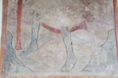 Fish and eels swimming around St Christopher's feet 