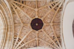 Ornate vaulting under the tower