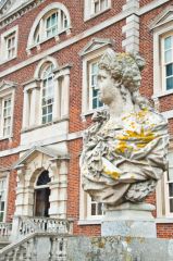 A classical bust outside the main entrance