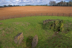 Looking down at the barrow entrance. Here you can see the forecourt area, where ceremonies might have been performed.