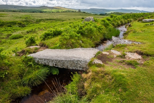 A clapper bridge across the leat