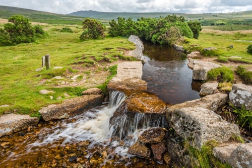 The leat divides into two branches at the cross