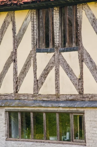 A timber-framed house near the church