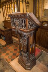 The ornately carved lectern