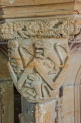 Rochford family crest on the font