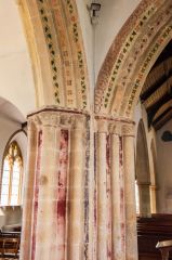 One of the painted and carved crossing pillars