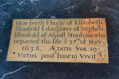 Elizabeth Blomfield brass, 1638