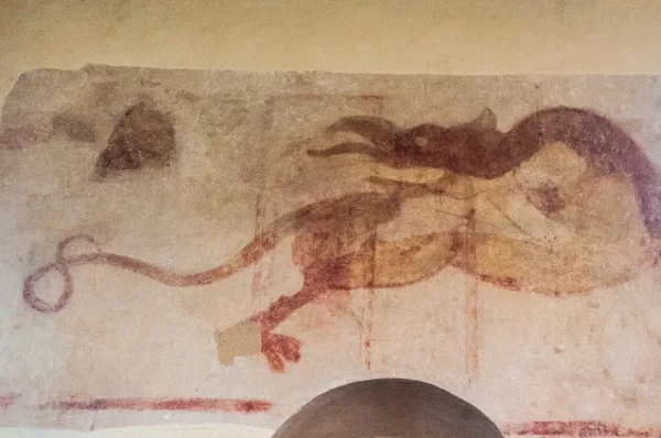 14th century wall painting of a dragon