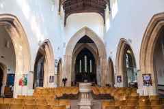 Looking east down the spacious nave