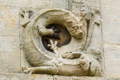 Carving of a serpent beside the entrance