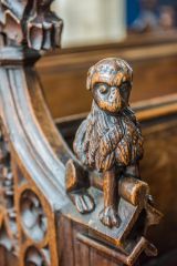 Medieval bench end of a dog