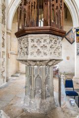 Worstead, St Mary's Church, The font base and bowl carvings