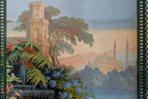 Oriental scene, first floor wallpaper