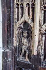 Relief carving of the Angel Gabriel on the medieval screen