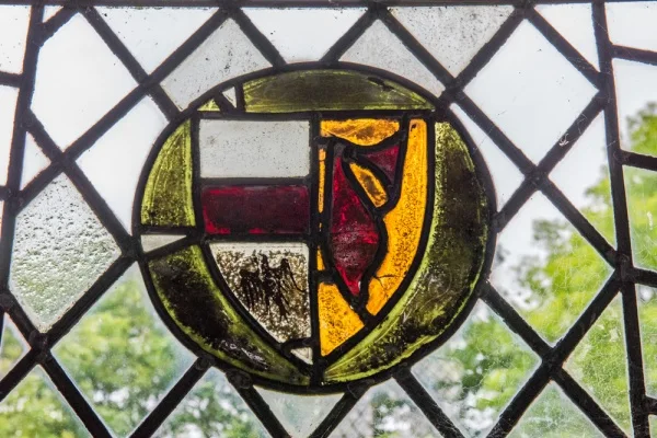 A panel of medieval glass in the nave